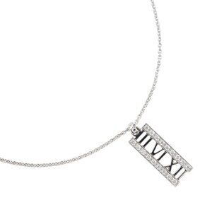 TIFFANY&Co. Atlas open bar Necklace K18 white gold/diamond 6.6g Women